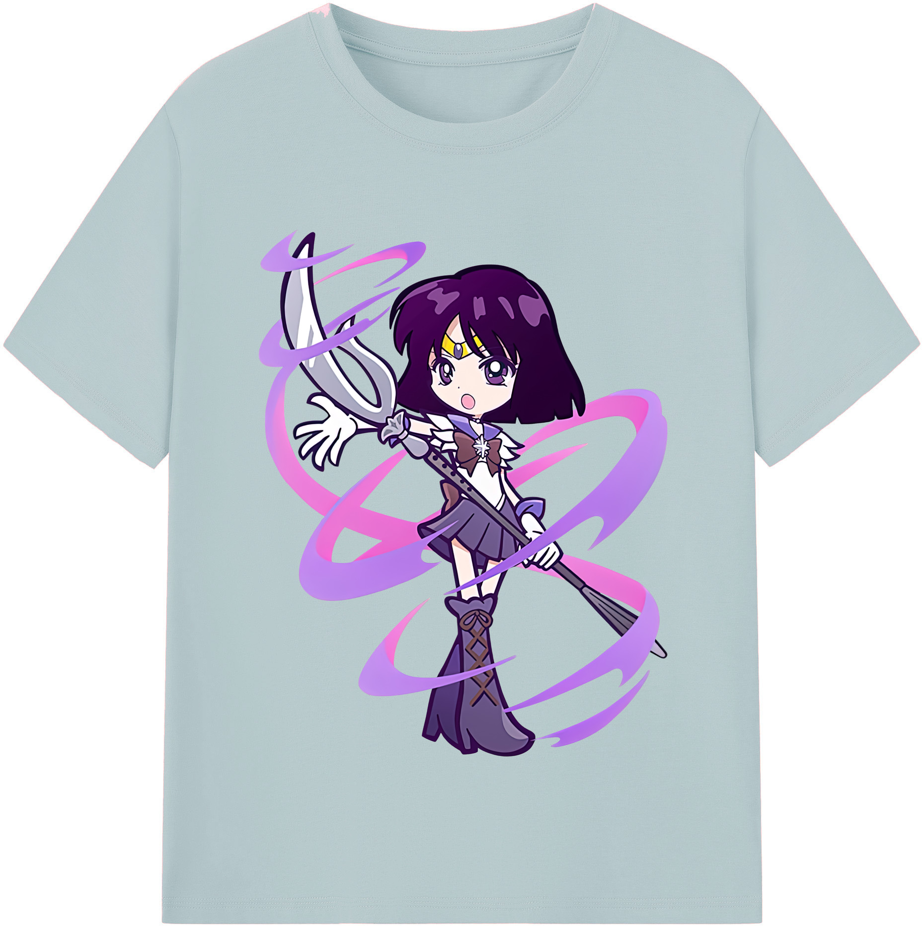 （画像用） 美少女戦士セーラームーン 土萠ほたる Sailor Moon Tomoe Hotaru （セーラーサターン；Sailor Saturn） 綿100％半袖Tシャツ（フロントプリント）